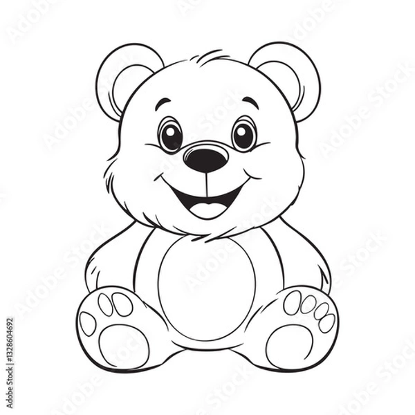 Obraz Cute teddy bear line art vector illustration style design