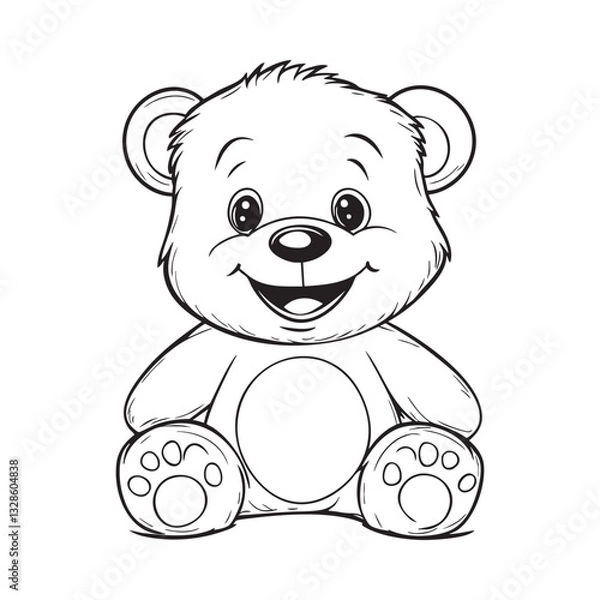 Fototapeta Cute teddy bear line art vector illustration style design