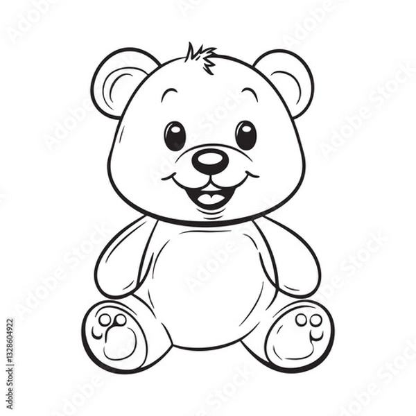 Fototapeta Cute teddy bear line art vector illustration style design
