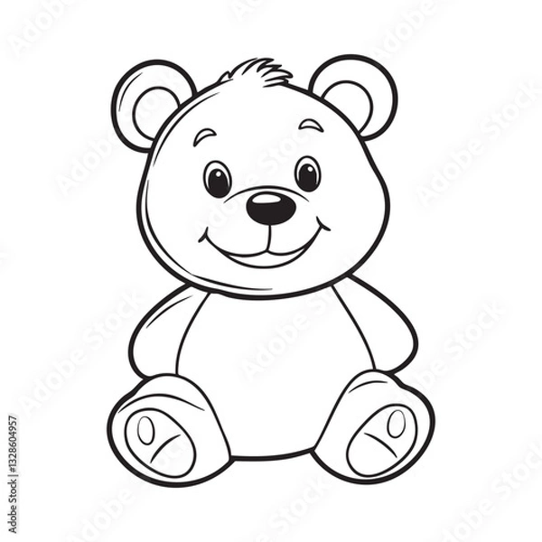 Fototapeta Cute teddy bear line art vector illustration style design