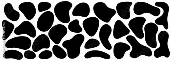 Fototapeta Organic blob, blot. Random blob organic geometric round pattern isolated on white background. Random blotch, inkblot. vector illustration.