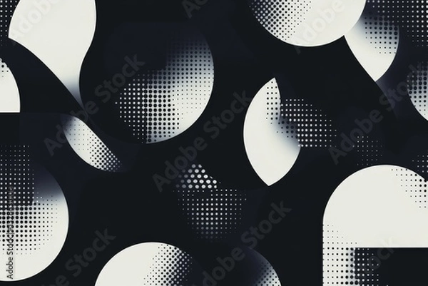 Fototapeta Geometric Halftone Dot Pattern on Black Background Monochrome Abstract
