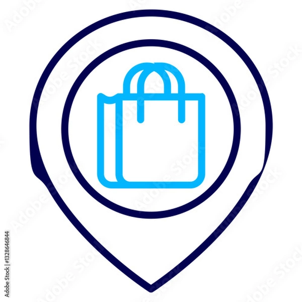 Fototapeta Location Map Bag Outline Color icon