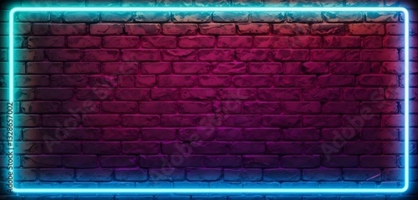 Obraz Neon Frame Brick Wall Texture Banner - abstract background