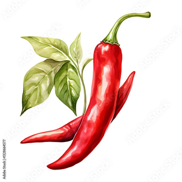 Obraz Digital technology chilli watercolor design illustration