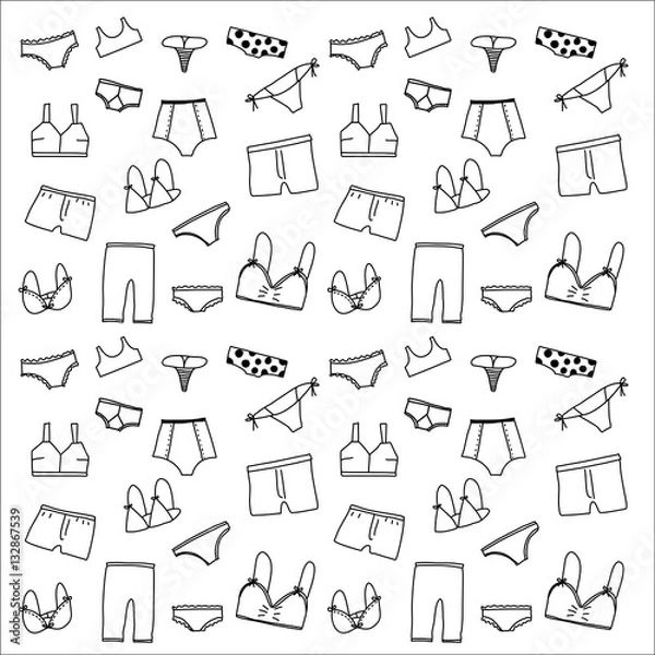 Obraz Underwear doodle drawing vector background objects