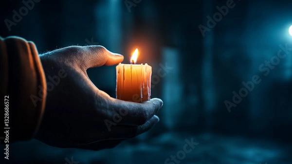 Obraz Candle Lit in Dark Room