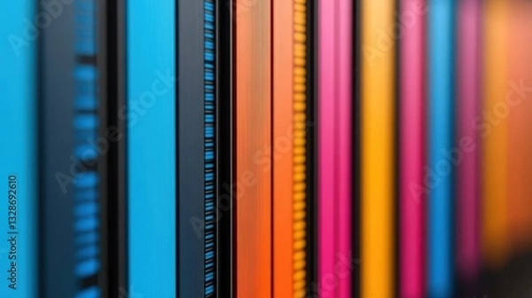 Obraz A vibrant and dynamic arrangement of sleek server components in an advanced facility setting.