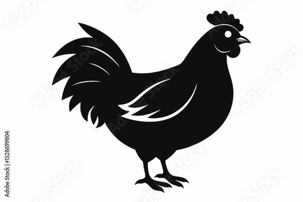 Fototapeta chicken line art silhouette vector illustration