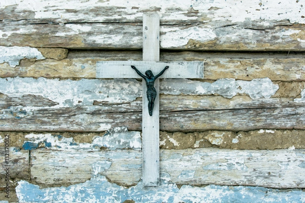 Obraz Krzyż na starej ścianie