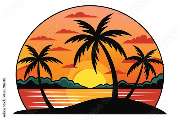 Fototapeta Sunset Vector Illustration on white background