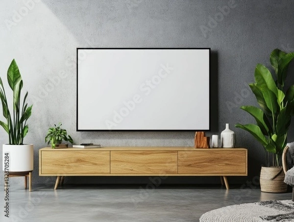 Fototapeta Modern Living Room TV Mockup. (2)