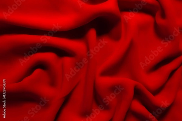 Fototapeta Vibrant red Fabric with Soft Folds – Elegant Abstract Textile Background