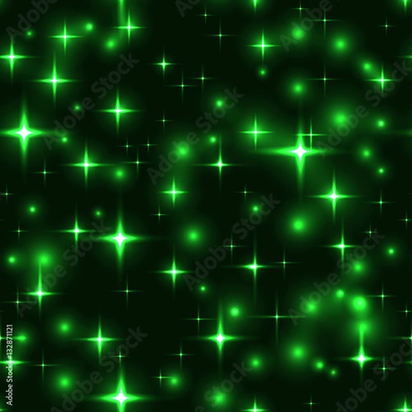 Fototapeta seamless background with green stars and blurs