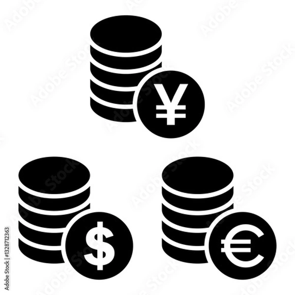 Fototapeta Various types of famous money icon vector design templates