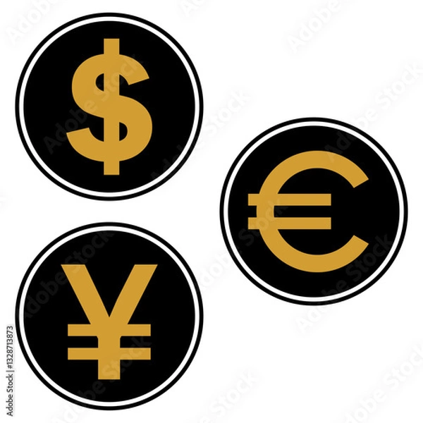 Fototapeta Various types of famous money icon vector design templates
