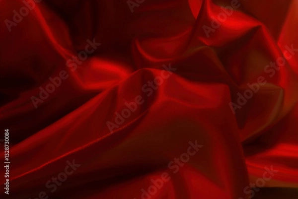 Fototapeta Luxurious red satin fabric with soft folds and rich texture. Perfect for backgrounds, branding, fashion design, festive themes, Valentine's Day, luxury advertising, and creative digital artwork