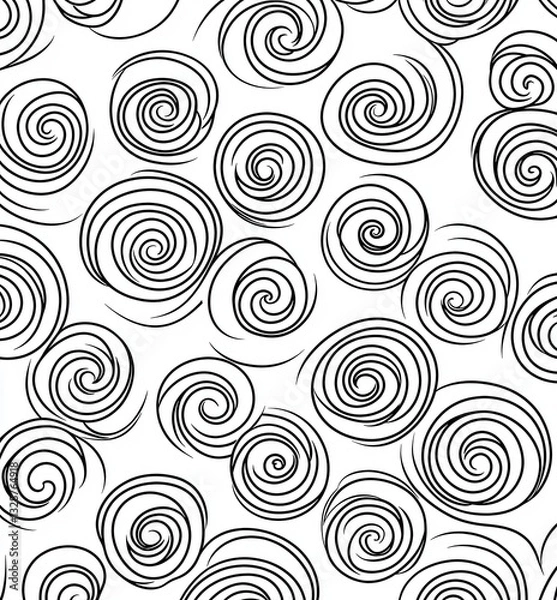 Fototapeta Black Swirls Pattern on White Background for Creative Projects
