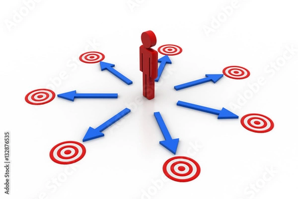 Fototapeta 3d man aim the target