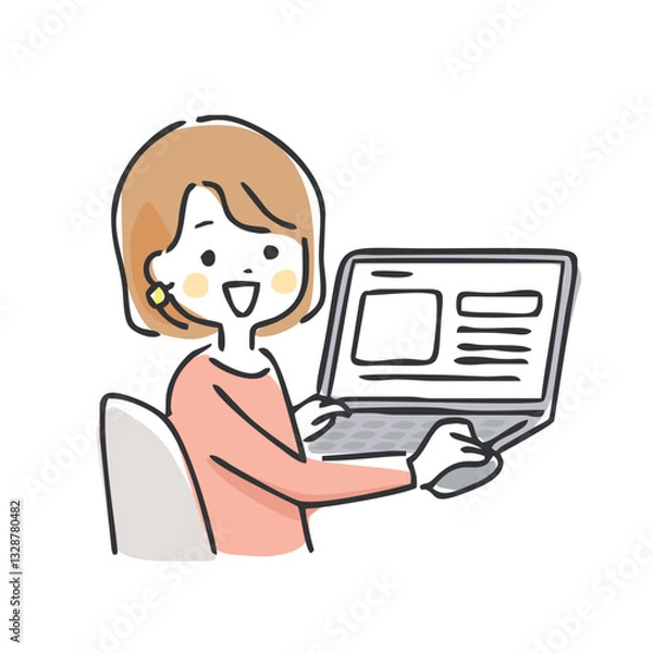 Obraz パソコンを操作する女性