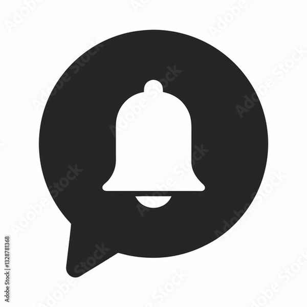 Fototapeta notification bell icon in a speech bubble - flat icon for apps and websites
