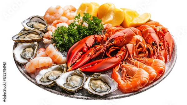 Obraz A platter of seafood including lobster, shrimp, and oysters