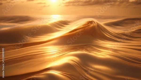 Obraz Warm golden sunlight reflecting on gentle ocean waves, smooth texture with natural, organic motion and serene glow.