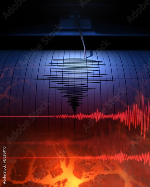 Fototapeta Seismograph with paper