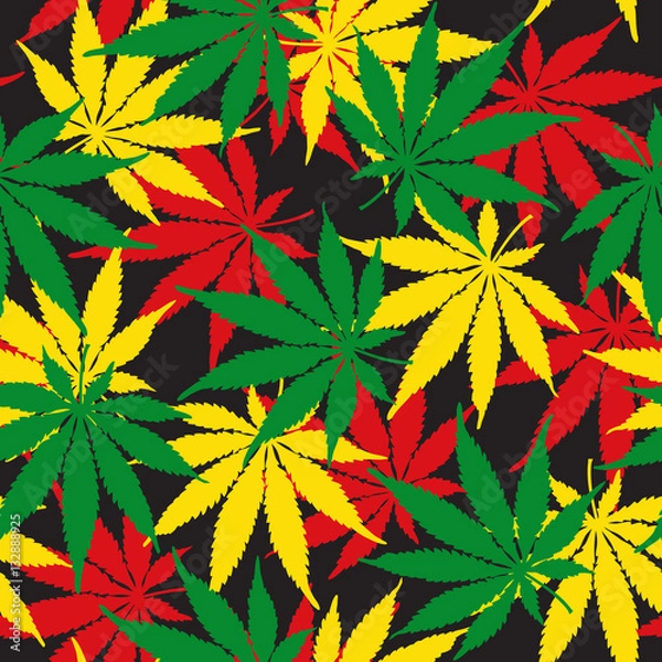 Obraz Cannabis or Marijuana leaf seamless pattern in vector format. 
