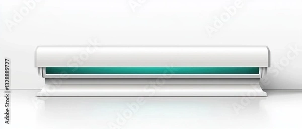 Fototapeta A White Air Conditioner Unit Displaying Green Light in Room