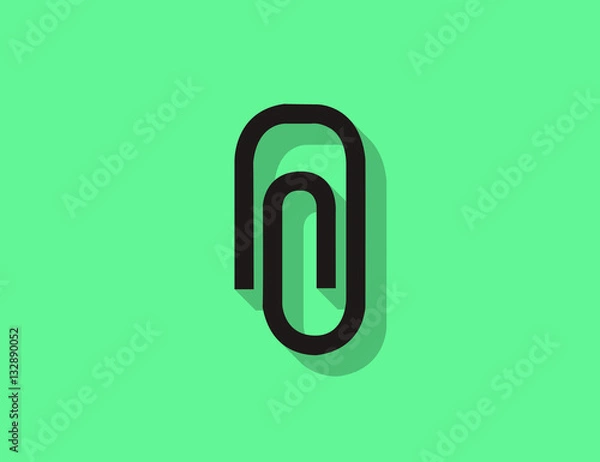 Obraz Vector flat modern paperclip icon with long shadow