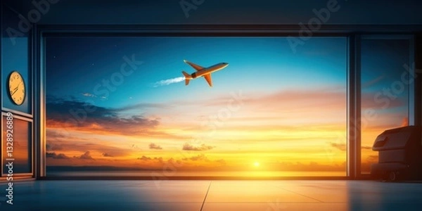 Fototapeta Powerful Rocket Launching Into the Sky Banner