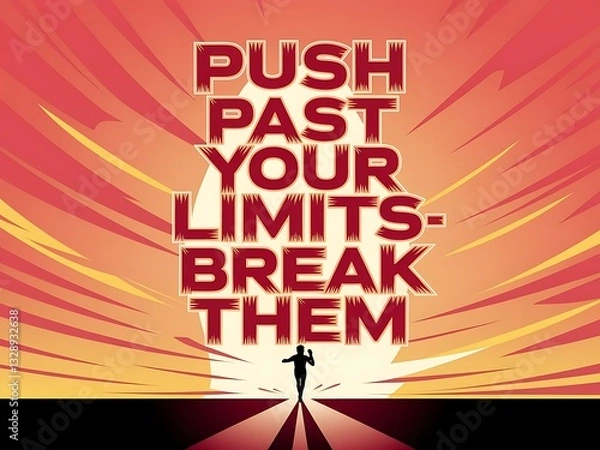 Fototapeta Push past your limits—then break them. Typography and Colorful Background Motivational Quote T-shirt Design Illustration