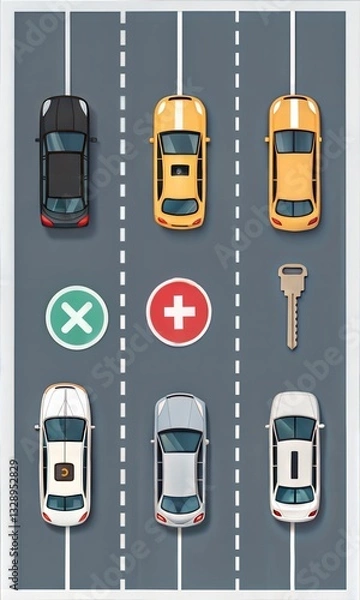 Fototapeta Top view of car icons for web and mobile.