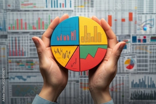 Fototapeta Colorful Pie Chart Representing Business Data