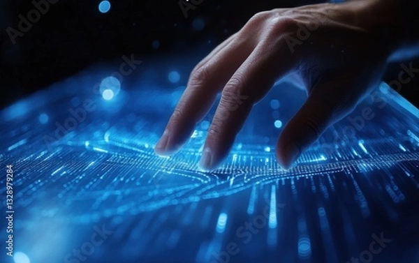 Obraz Hand Interacting with Futuristic Digital Interface