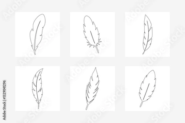 Obraz feathers vector illustration.Black Feather Vector Set - Elegant Outline Illustration for Design and Decoration