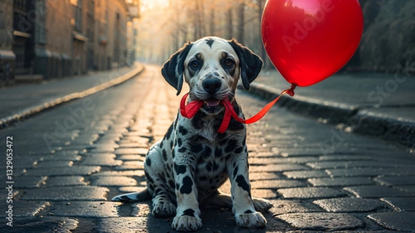 Obraz Playful Dalmatian Misty Street