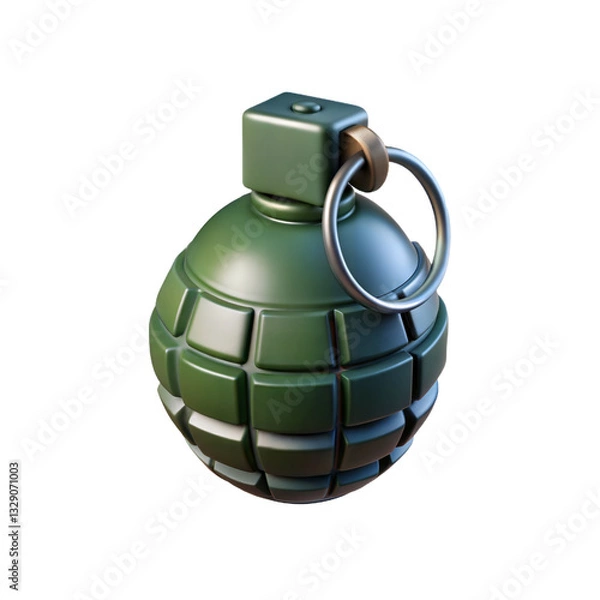 Fototapeta 3D Render of a Realistic Military Grenade isolated on transparent background