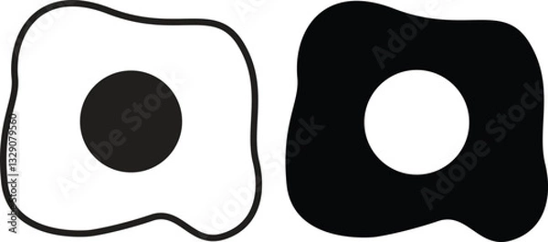 Fototapeta Simple Fried Egg Silhouette on a Clean White Background