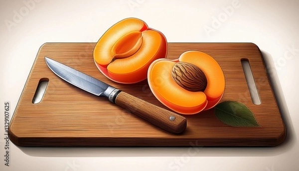 Obraz sliced apricot on a chopping board