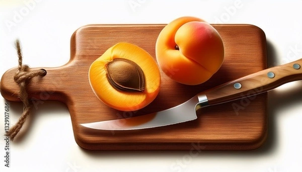 Obraz Broken apricot on a wooden board