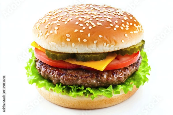 Fototapeta Classic Hamburger Isolated on White Background