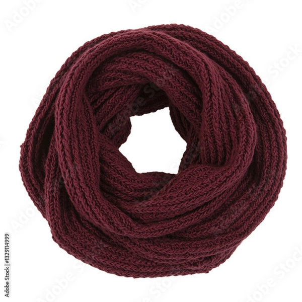 Obraz Luxurious burgundy knit infinity scarf drapes gracefully showcasing its cozy allure Perfect for cold weather fashion