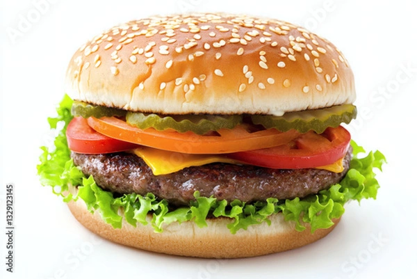 Fototapeta Classic Hamburger Isolated on White Background