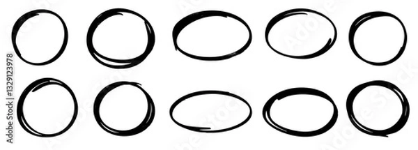 Fototapeta Hand drawn cartoon circle line vector illustration doodle sketch style for concept design.