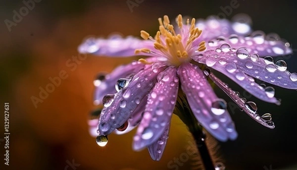 Obraz water drops on purple flower