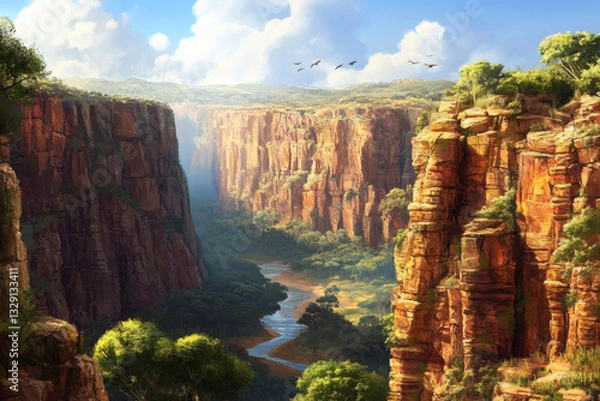 Fototapeta Awe-Inspiring Australian Canyon Ecosystem with Unique Wildlife and Geological Wonders