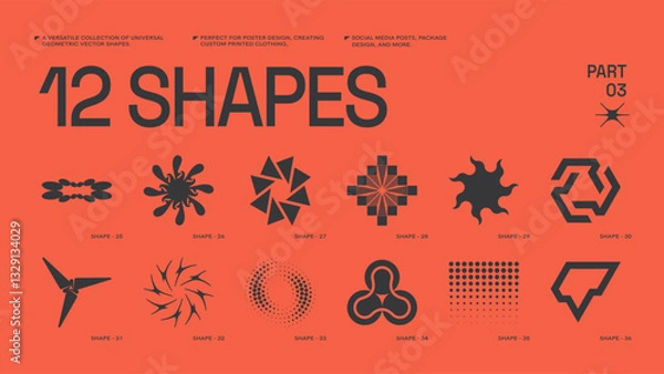 Fototapeta Universal trendy geometric shapes set , bright bold elements composition. Design forms perfect for poster designs, custom-printed clothing, fashion, social media templates