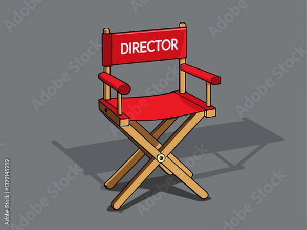Fototapeta red director’s chair, on a pastel gray background.